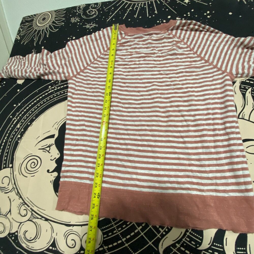 L.L.Bean Sweater Women's XLT Brown Striped Cotton Knitted Raglan Sleeve Preppy - Picture 4 of 6